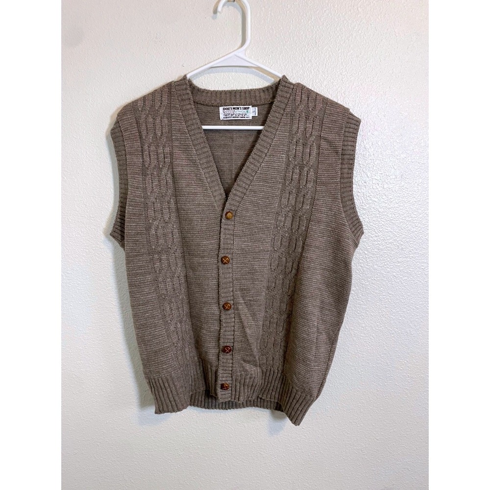 VTG '98 Men Large Bobs Shop Knotts Berry‎ Farm Cable Knit Vest Eclectic Grandpa